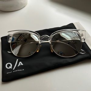 Quay Avalon Clear/Silver Cateye Sunglasses